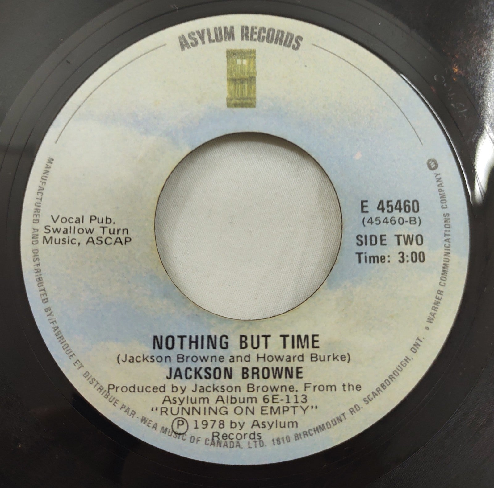 Jackson Browne "Running on Empty" 1978 Canadian Vinyl Single E 45460