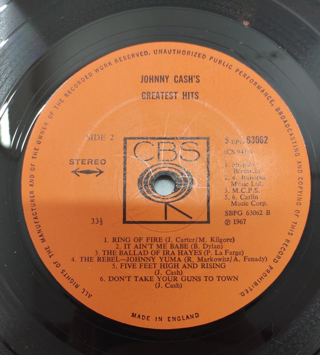 Johnny Cash – Greatest Hits Vol 1 LP 1967 UK CBS SBPG-63062 Country Classic