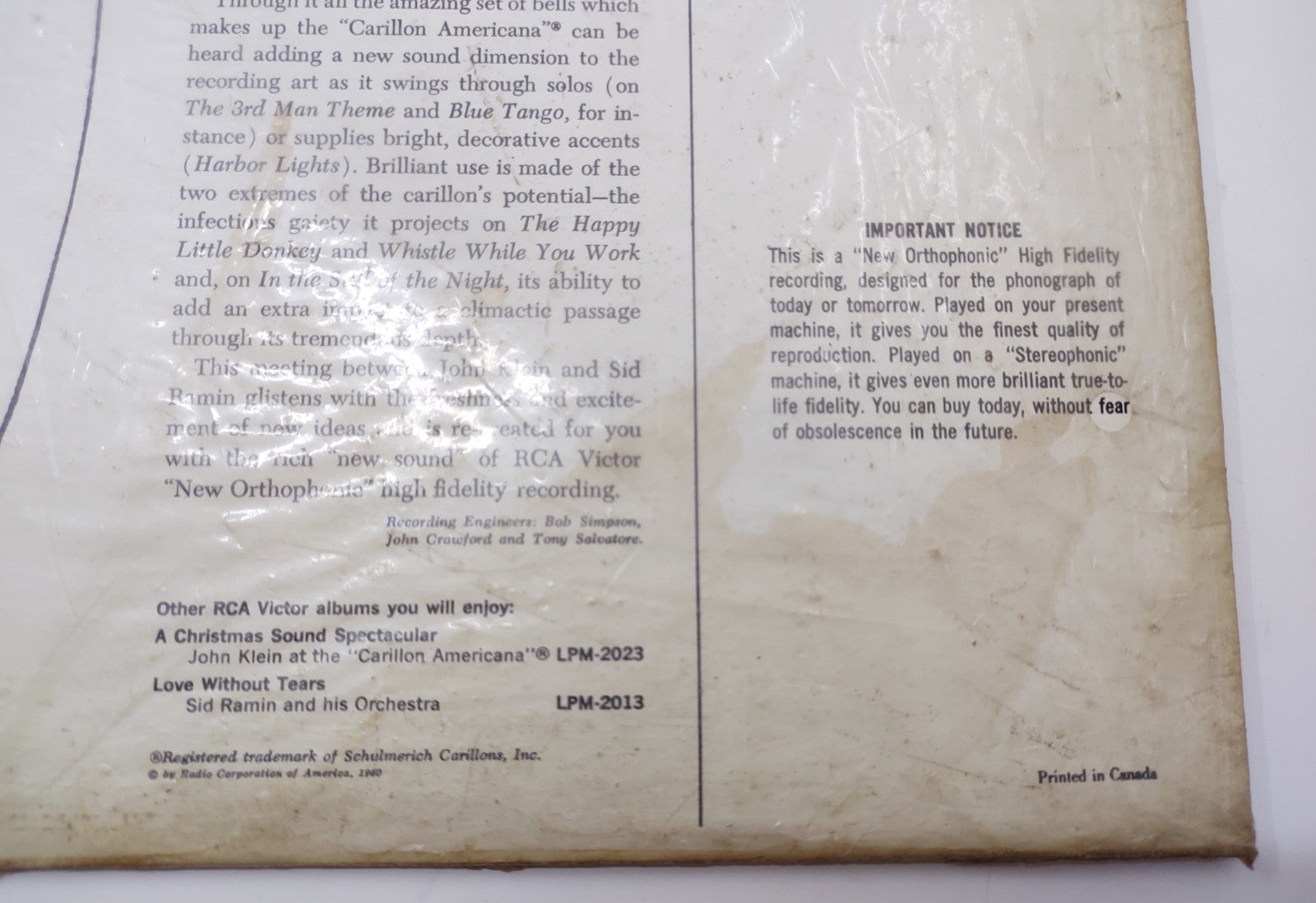 John Klein & Sid Ramin – The New Sound America Loves Best LPM-2237 LP