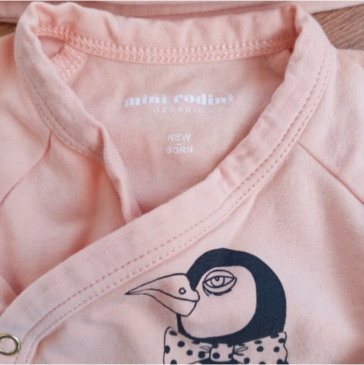 Mini Rodini Baby Girl Sleepwear Set Pink Penguin Print Organic Cotton 0–3 Months