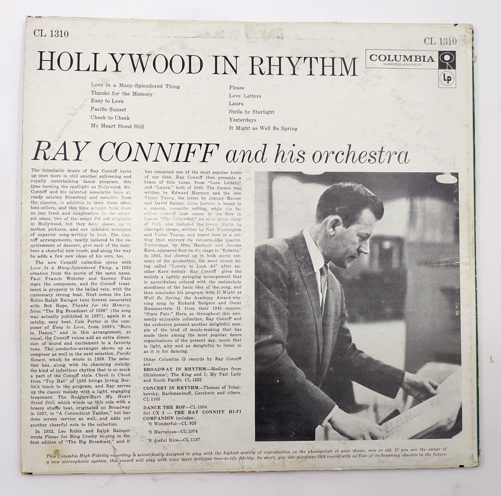 Ray Conniff – Hollywood in Rhythm Mono Vinyl LP Columbia Orchestra 1950s