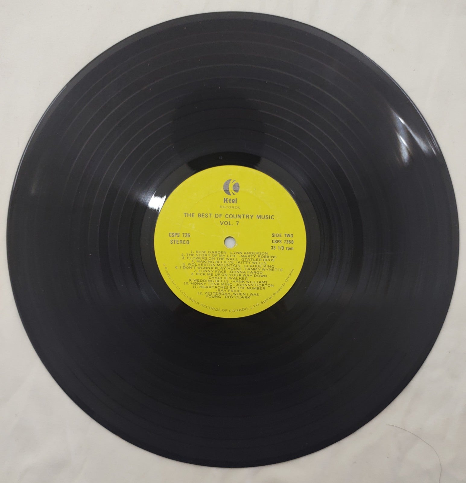 Best of Country Music Vol. 7 LP K-Tel CSPS 726 Canada Compilation