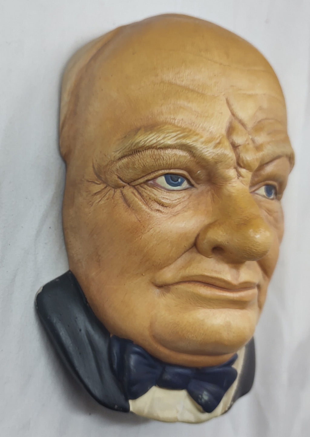 Vintage Winston Churchill Chalkware Wall Plaque Bust Hand Painted