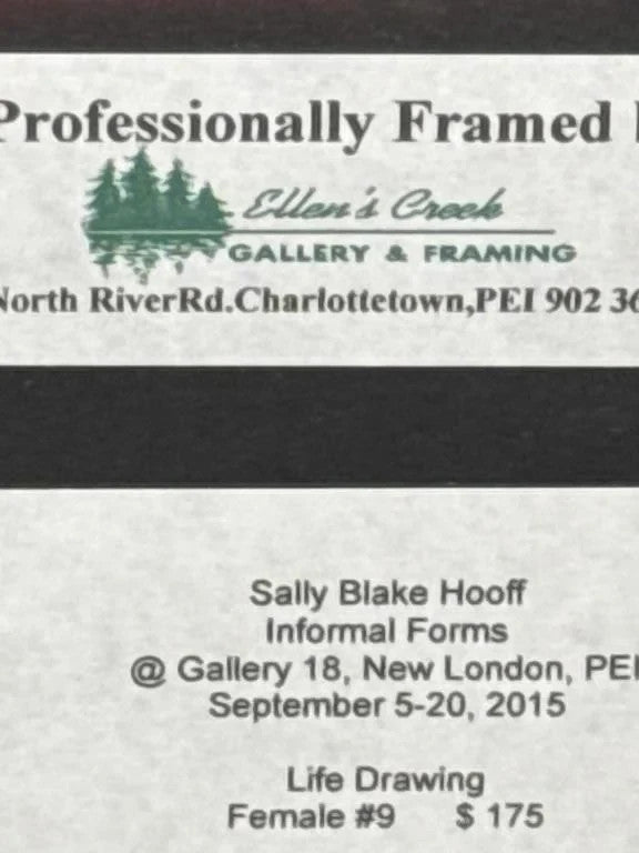 Sally B Hooff Nude Study Original Drawing PEI Artist Unframed Vintage Art