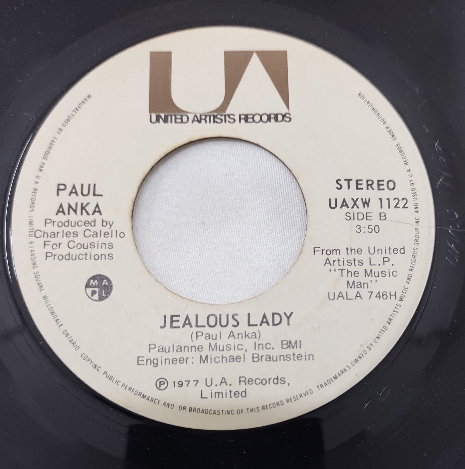 Paul Anka – If I Had My Life To Live Over 7” UA UAXW 1122 Canada 1977