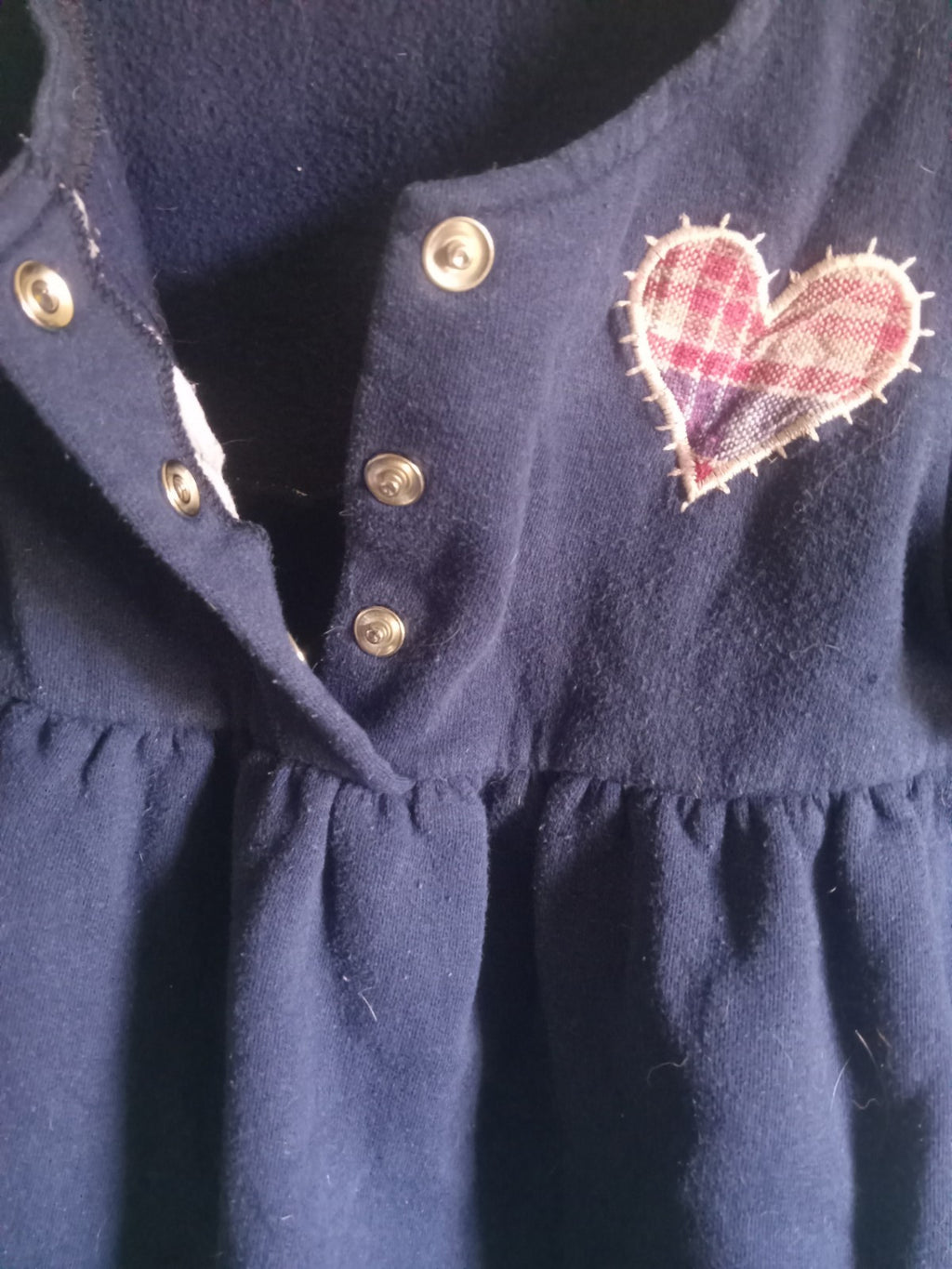 Children's Blue Heart Patch Button-Up Coat – Size 3X, Cozy Outerwear