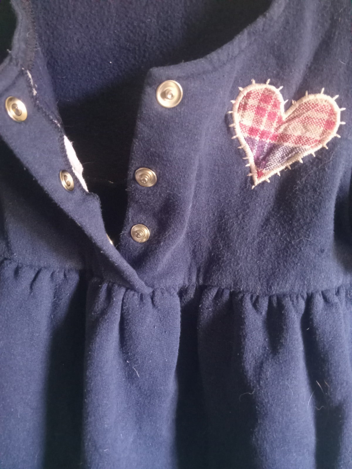 Children's Blue Heart Patch Button-Up Coat – Size 3X, Cozy Outerwear