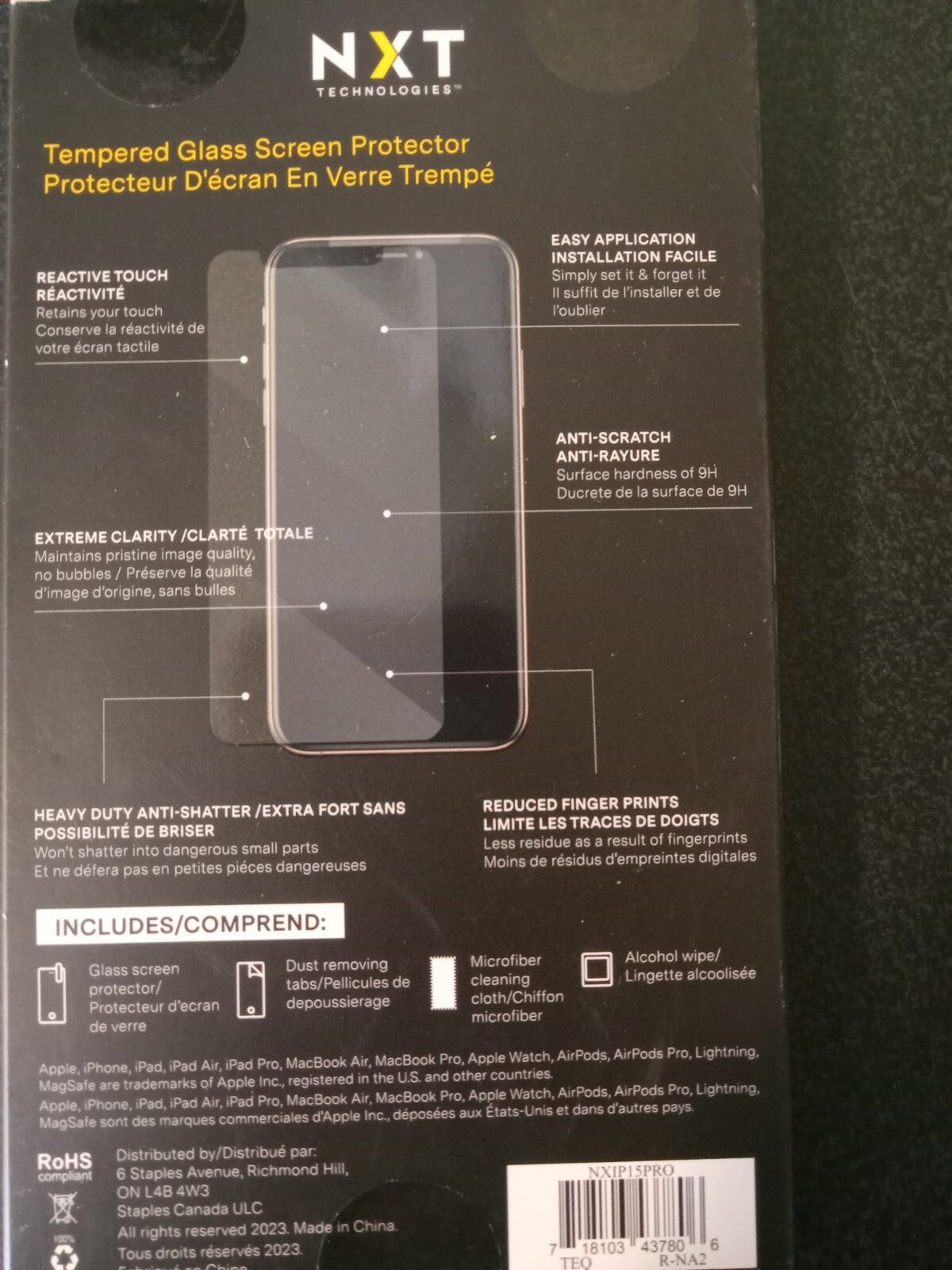 Tempered Glass Screen Protector for iPhone 15 Pro – Anti-Scratch – New