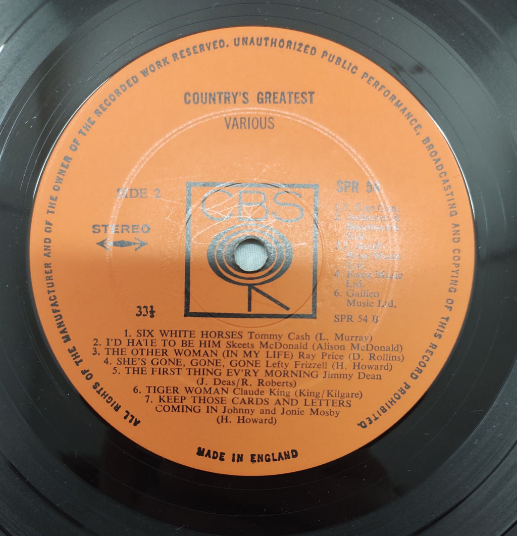 Country’s Greatest LP Various Artists CBS SPR-54 Vintage