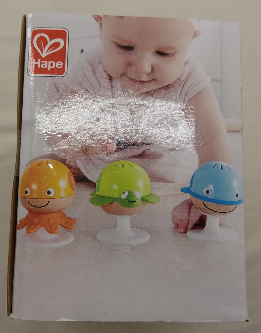 Hape Toys Stay-Put Rattle Set – Baby Sea Animal Rattles with Suction Cups