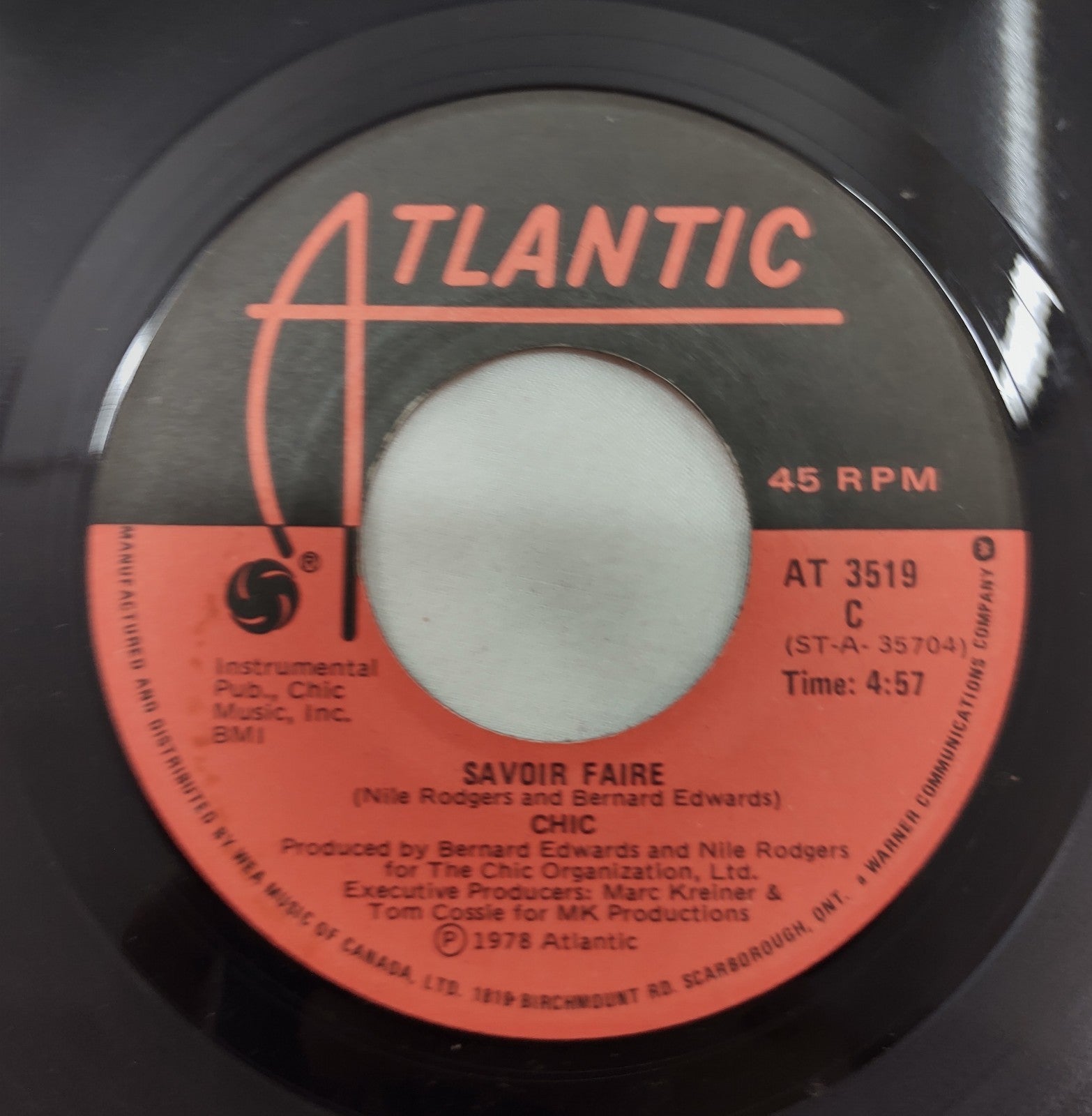 Chic – Savoir Faire Instrumental 7” Atlantic AT 3519 C Canada 1978