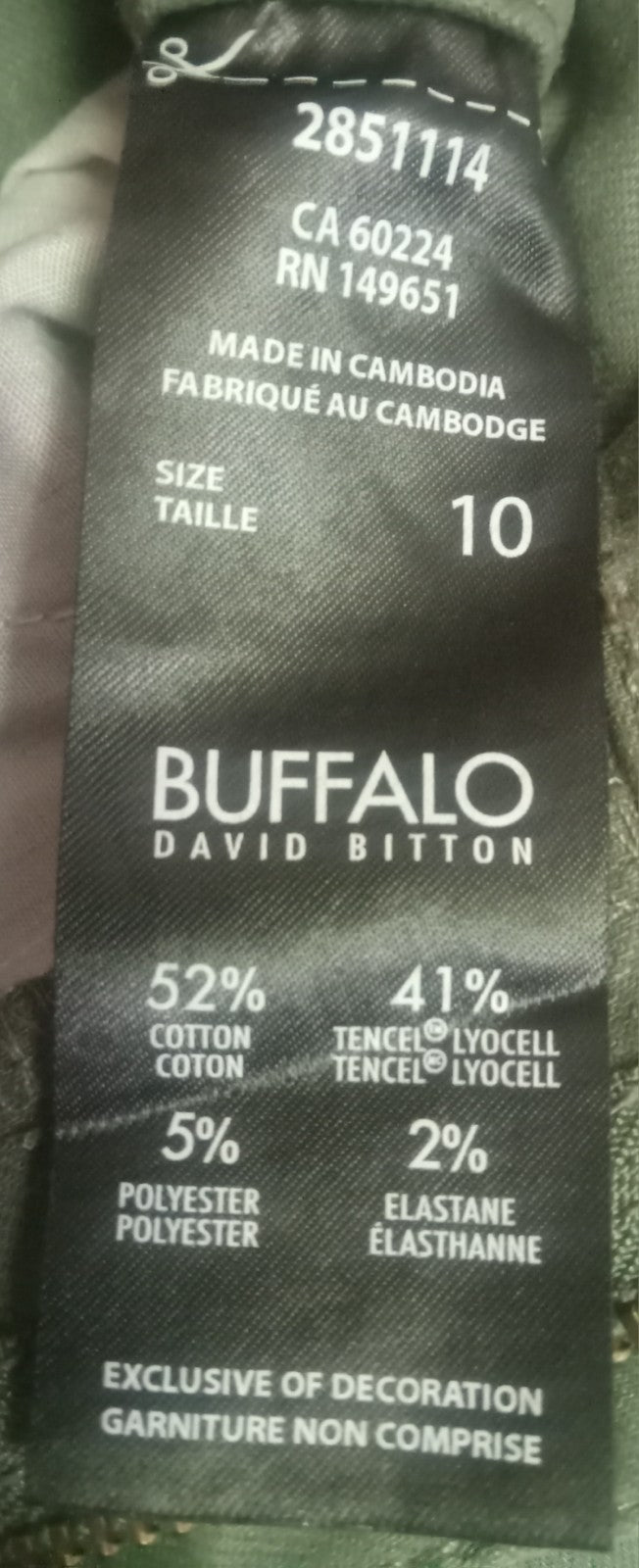 Buffalo David Bitton Green Skinny Pants Sz 10 NWT High Rise Stretch Casual