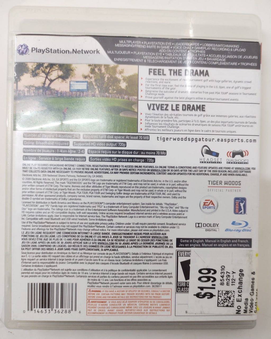 Tiger Woods PGA Tour 10 (Sony PlayStation 3) PS3 Golf Video Game