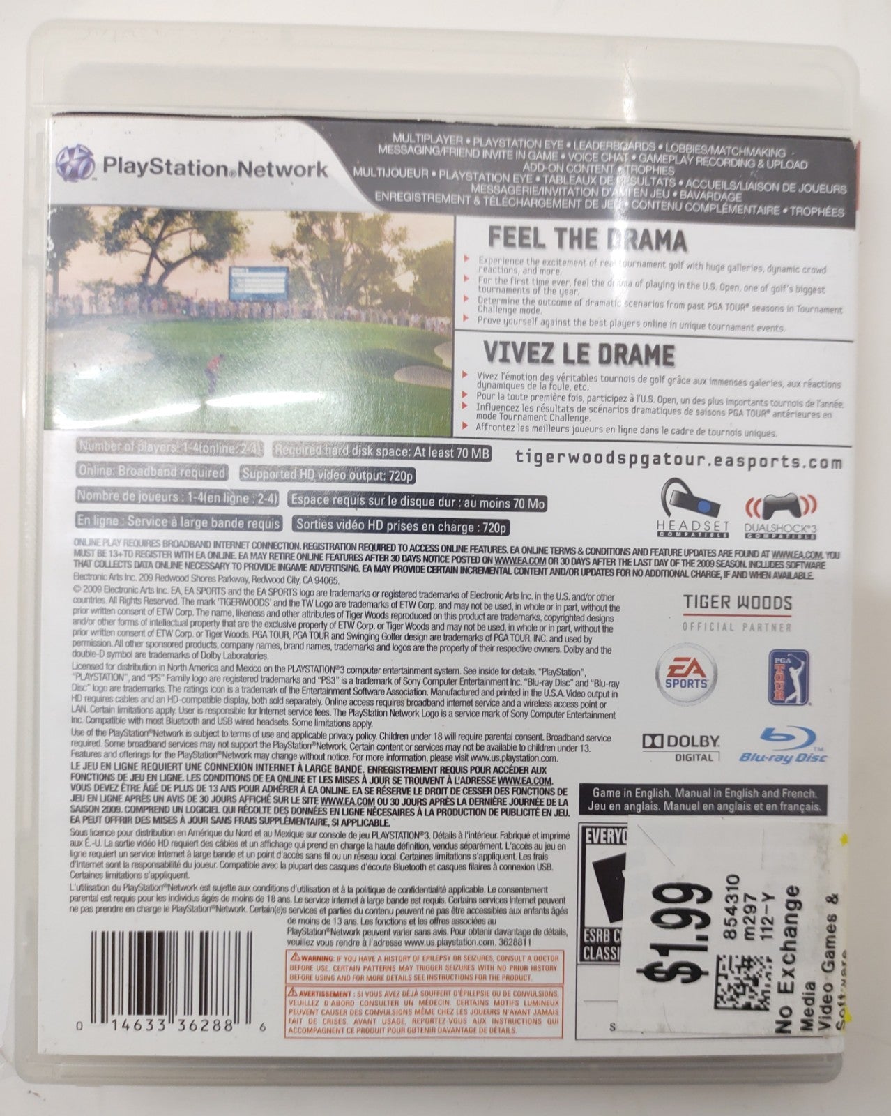 Tiger Woods PGA Tour 10 (Sony PlayStation 3) PS3 Golf Video Game
