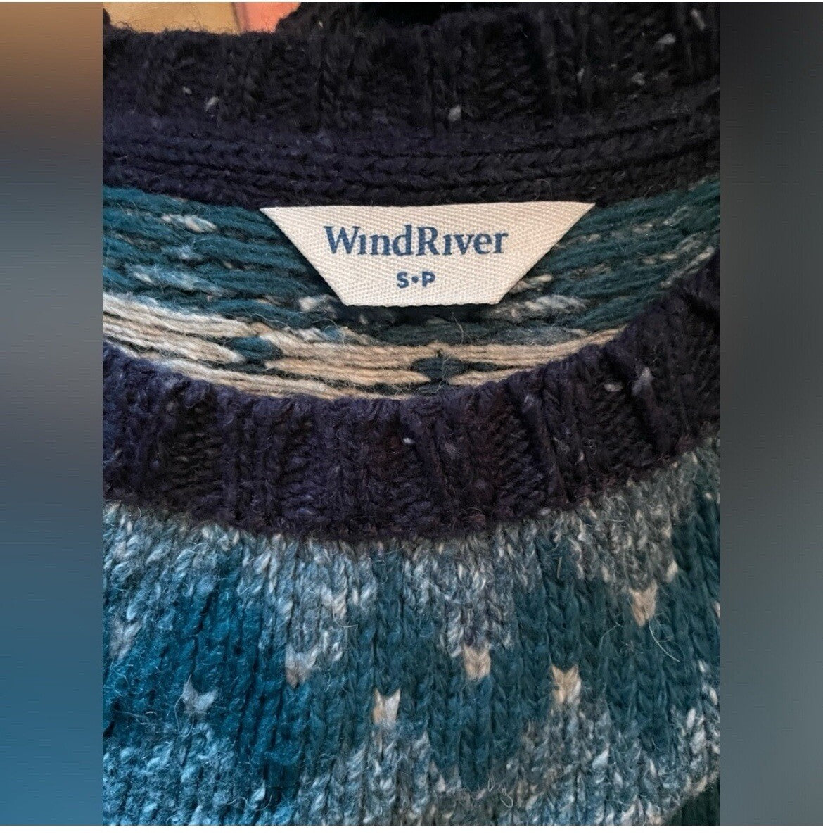 Wind River Blue Fairisle Knit Sweater Small Nordic Winter Cabin Vintage