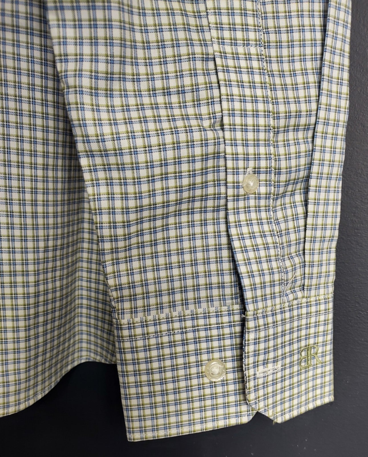 Banana Republic Men’s Green Blue Check Dress Shirt Slim Fit Cotton NWT