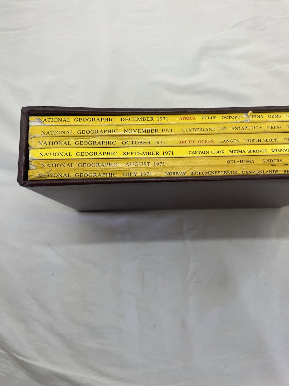 Nat Geo Mags Jul–Dec 1971 Vtg Set Slipcvr World Wildlife Travel Retro