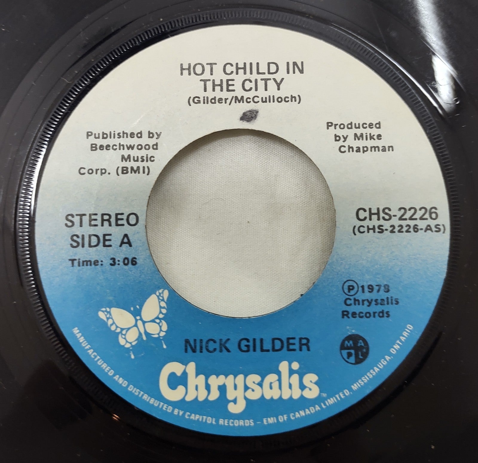 Nick Gilder – Hot Child in the City 7” Chrysalis CHS-2226 Canada 1978