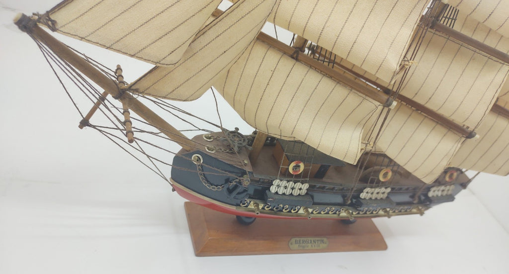 Bergantin Siglo XVIII Wooden Model Ship 18th Century Brigantine Nautical Decor