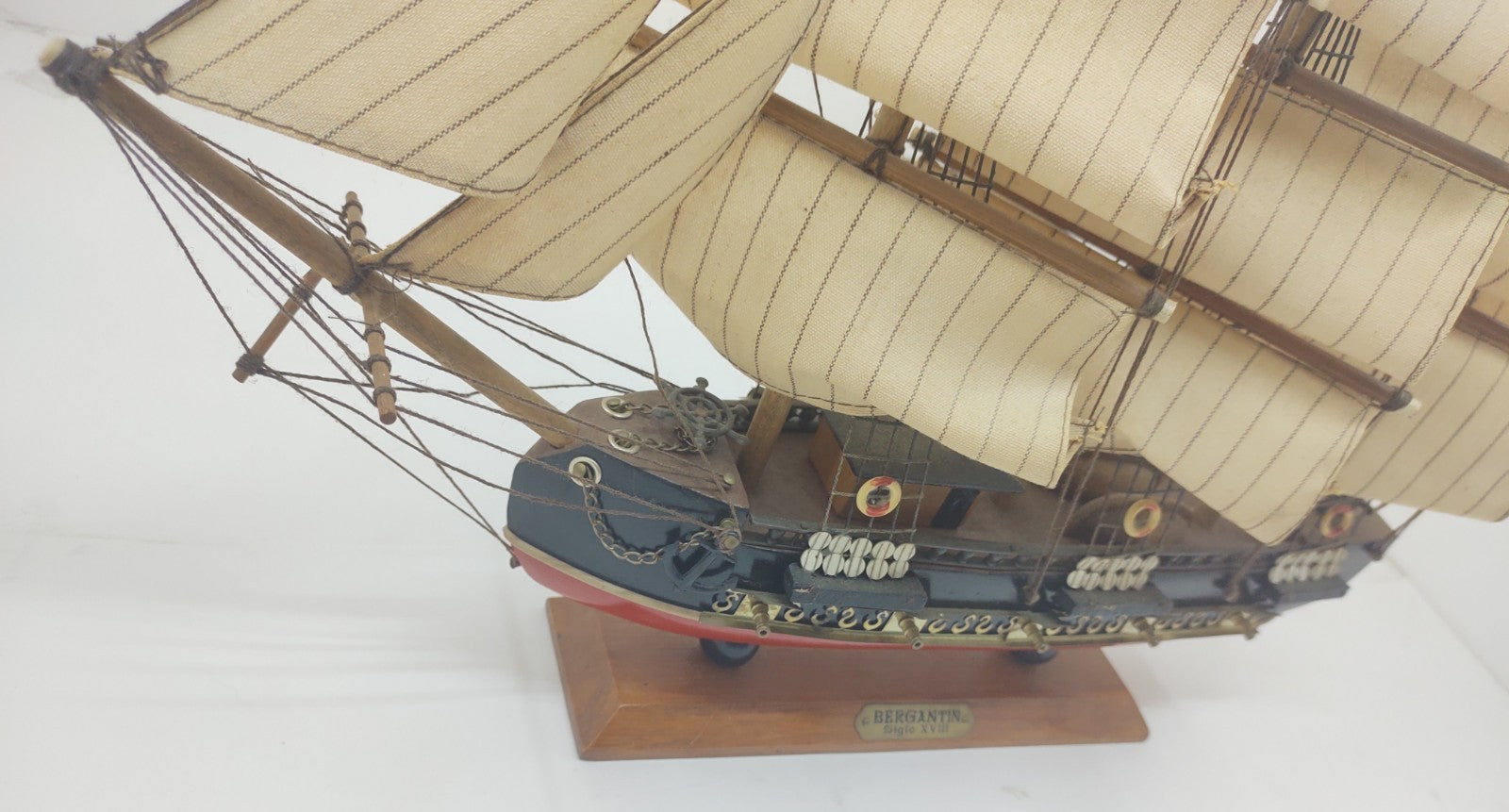 Bergantin Siglo XVIII Wooden Model Ship 18th Century Brigantine Nautical Decor