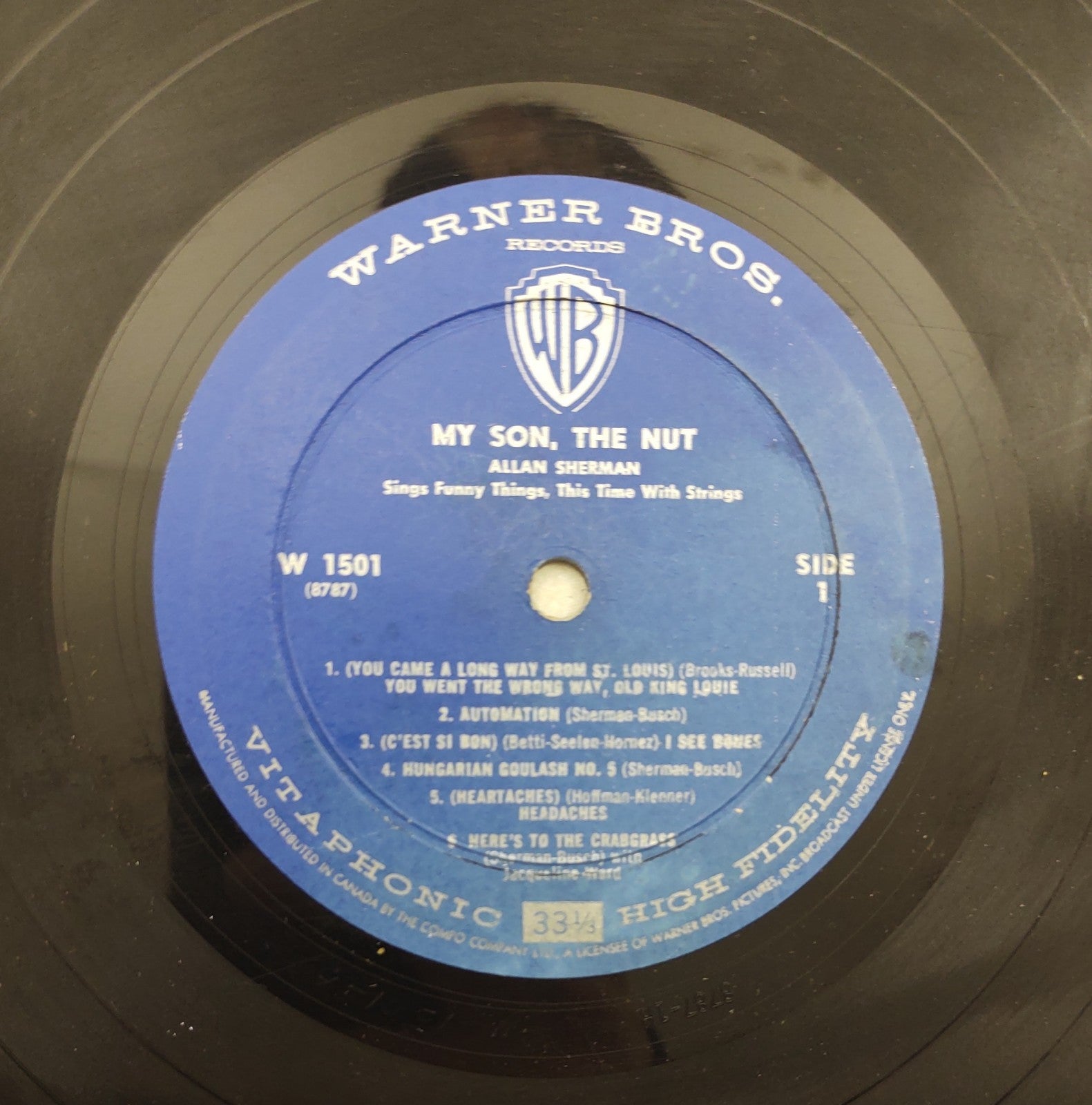 Allan Sherman – My Son, the Nut LP Warner Bros W-1501 Comedy