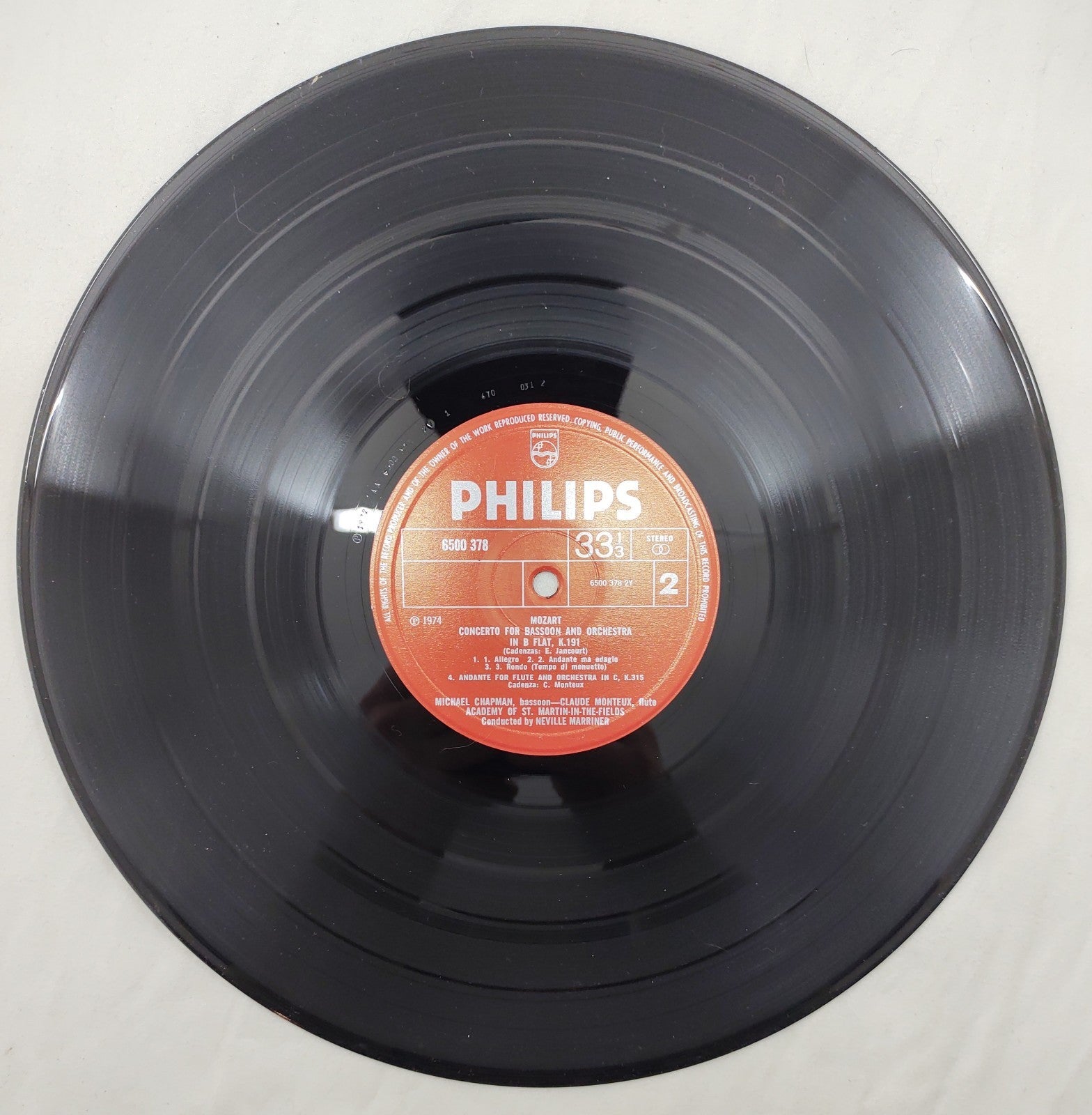 Mozart – Clarinet Concerto K.622 Brymer Marriner Philips 6500 378 LP