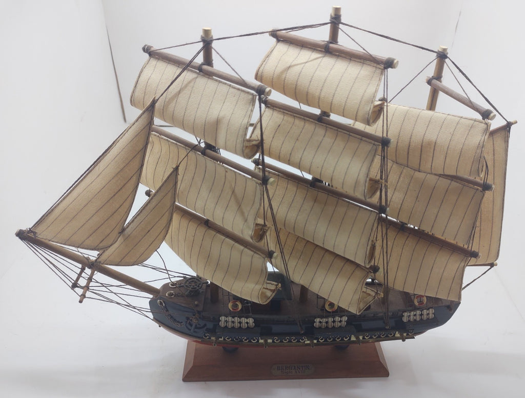 Bergantin Siglo XVIII Wooden Model Ship 18th Century Brigantine Nautical Decor