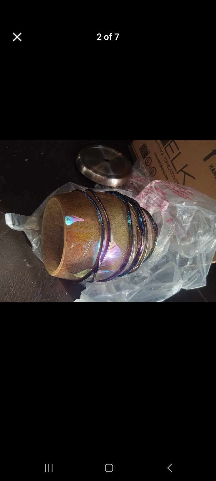 ELK Lighting Hand-Blown Glass Pendant – Orange/Brown Iridescent