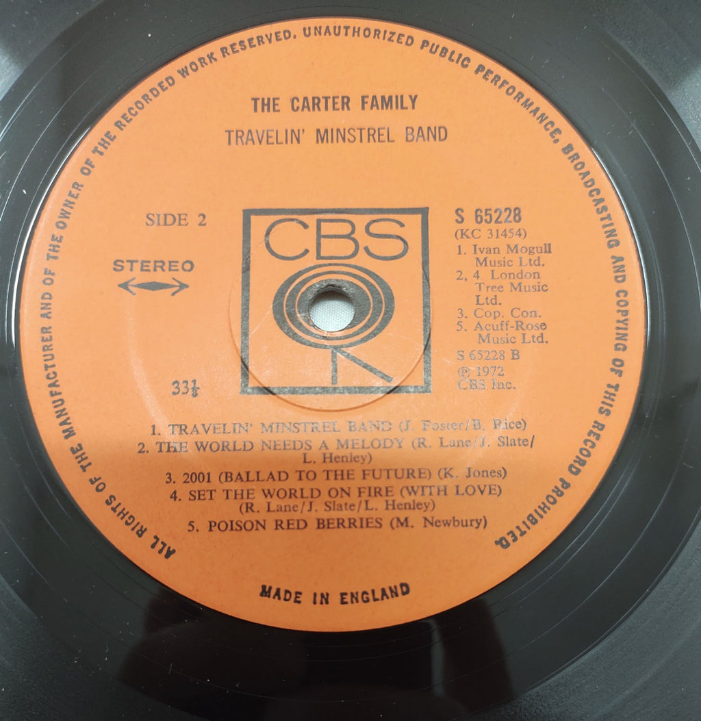 Carter Family – Travelin’ Minstrel Band LP 1972 CBS UK Press