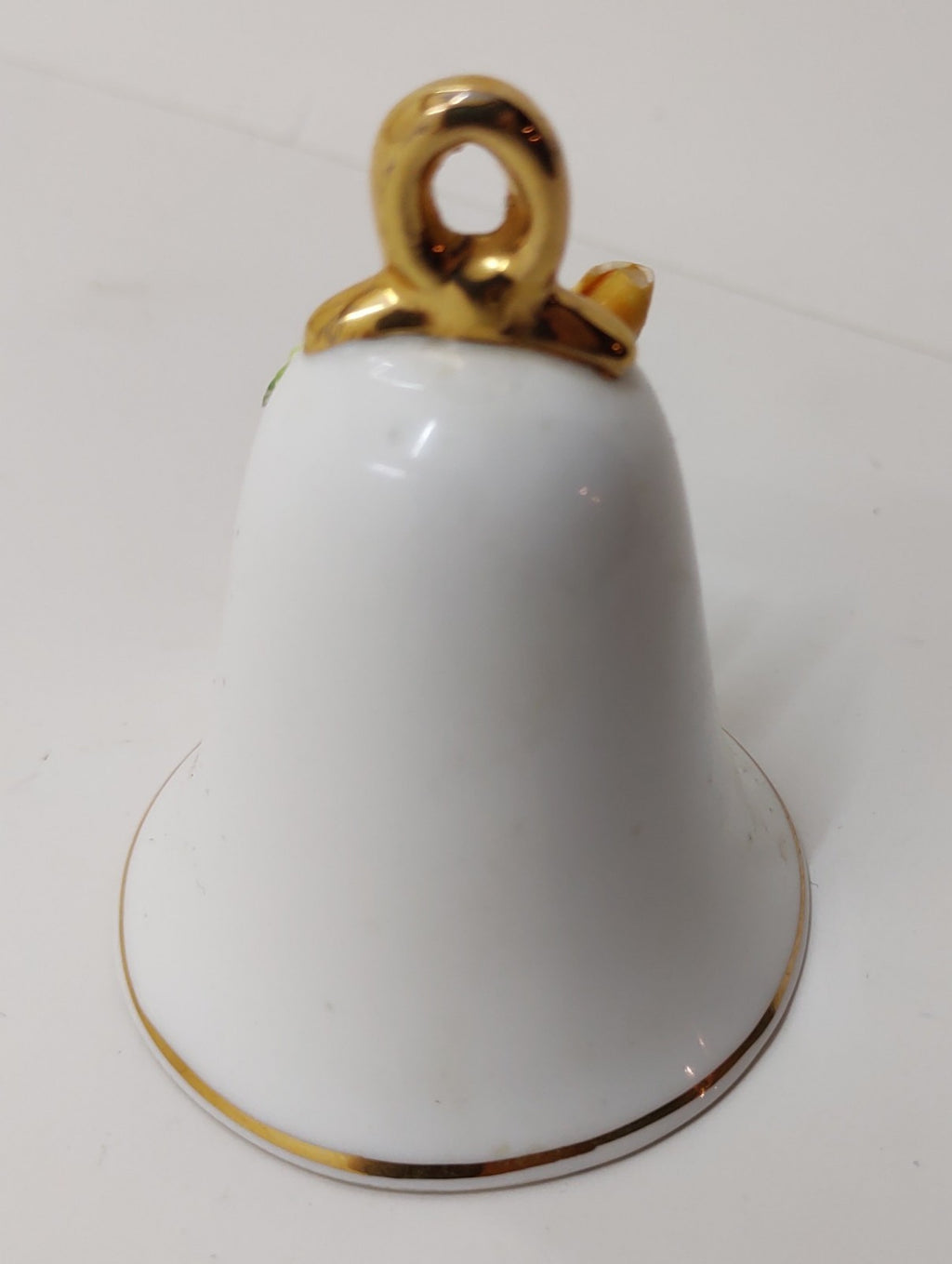 Vintage Bone China Bell with 3D Applied Yellow Flower and Gold Trim.