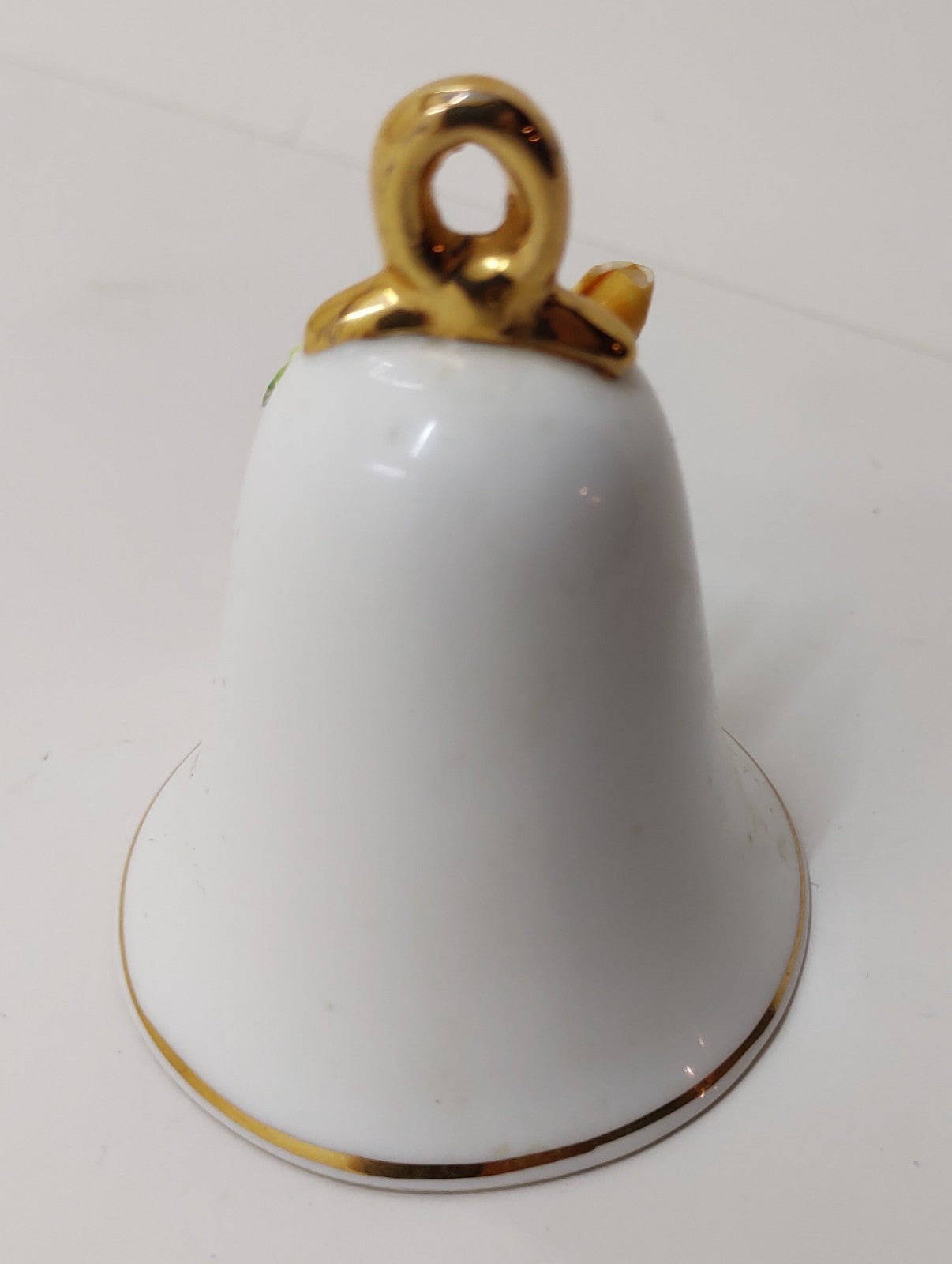 Vintage Bone China Bell with 3D Applied Yellow Flower and Gold Trim.