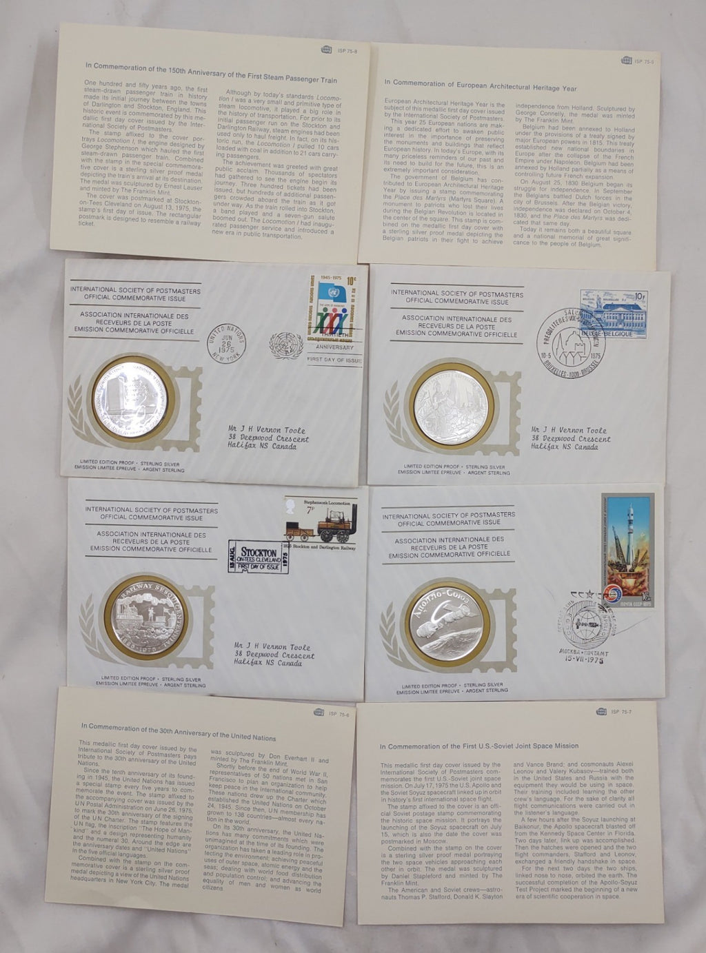 24 ISPM Sterling Silver Proof Medals 1975–76 w/ FDC Envelopes & COAs – Mint