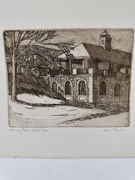 Gael Plant Etching “Murray Park Chalet” Signed 1/20 Limited Edition 14x11