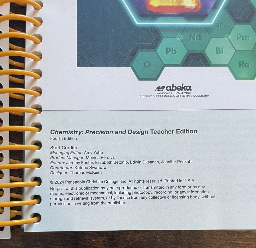 Abeka Chemistry Teacher Edition Vol 1 Textbook – Curriculum Guide Course Materia