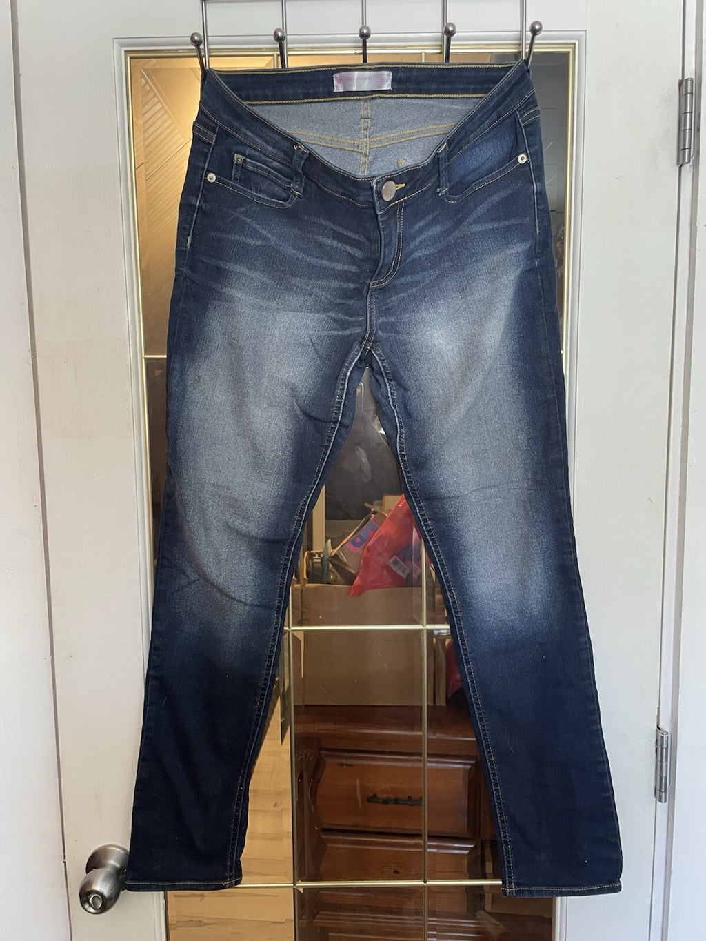 No Boundaries Straight Leg Jeans Size 13 Juniors Blue Mid-Rise Stretch