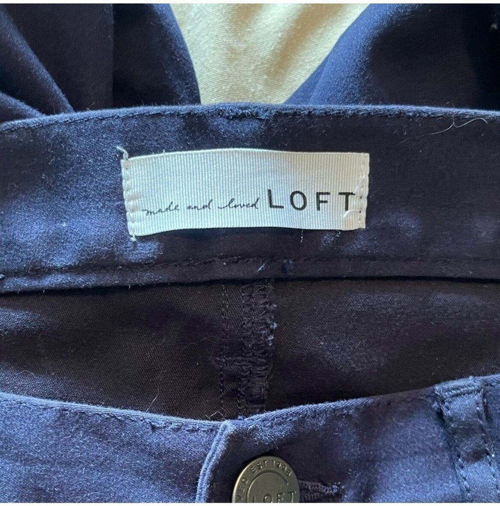 LOFT Navy Suede Pull-On Skinny Pants Women's Size 6 Leggings Dressy