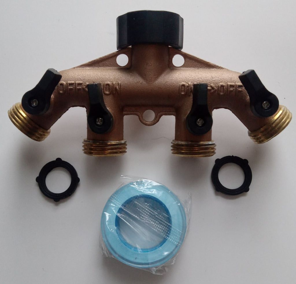 Metal 4‑Way Hose Valve – Brass Garden Water Distributor Spigot Connector