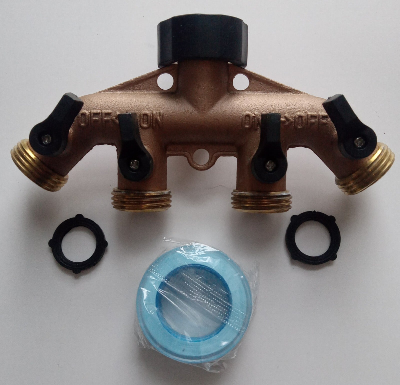 Metal 4‑Way Hose Valve – Brass Garden Water Distributor Spigot Connector