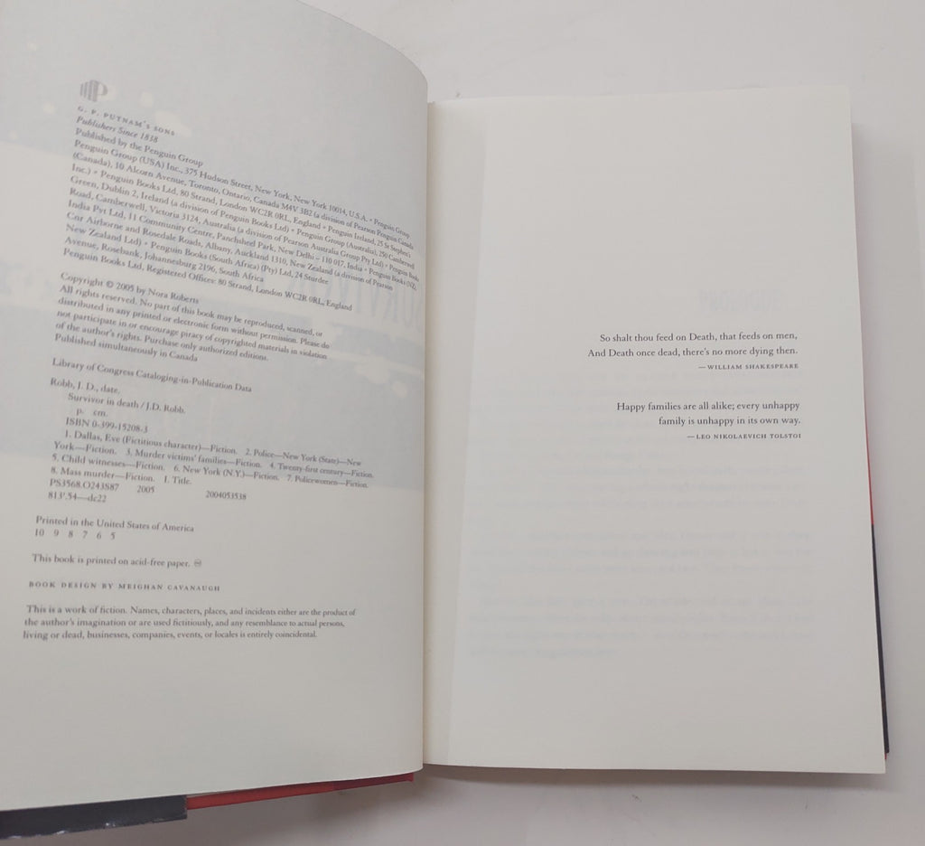 J.D. Robb Survivor in Death (In Death Book 20) Hardcover Mystery Thriller Novel