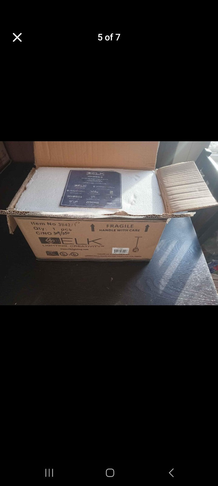 ELK Lighting Hand-Blown Glass Pendant – Orange/Brown Iridescent