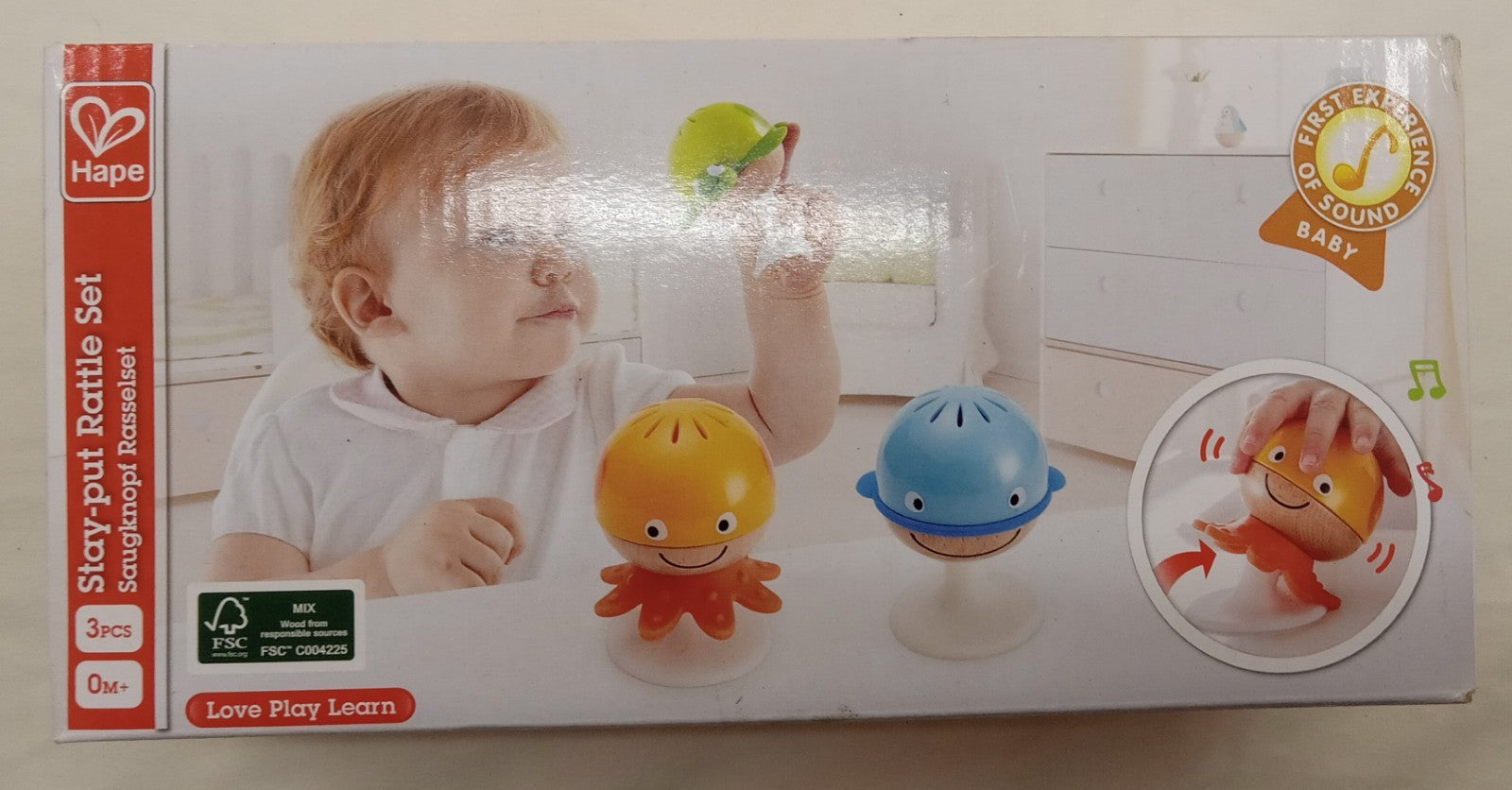 Hape Toys Stay-Put Rattle Set – Baby Sea Animal Rattles with Suction Cups
