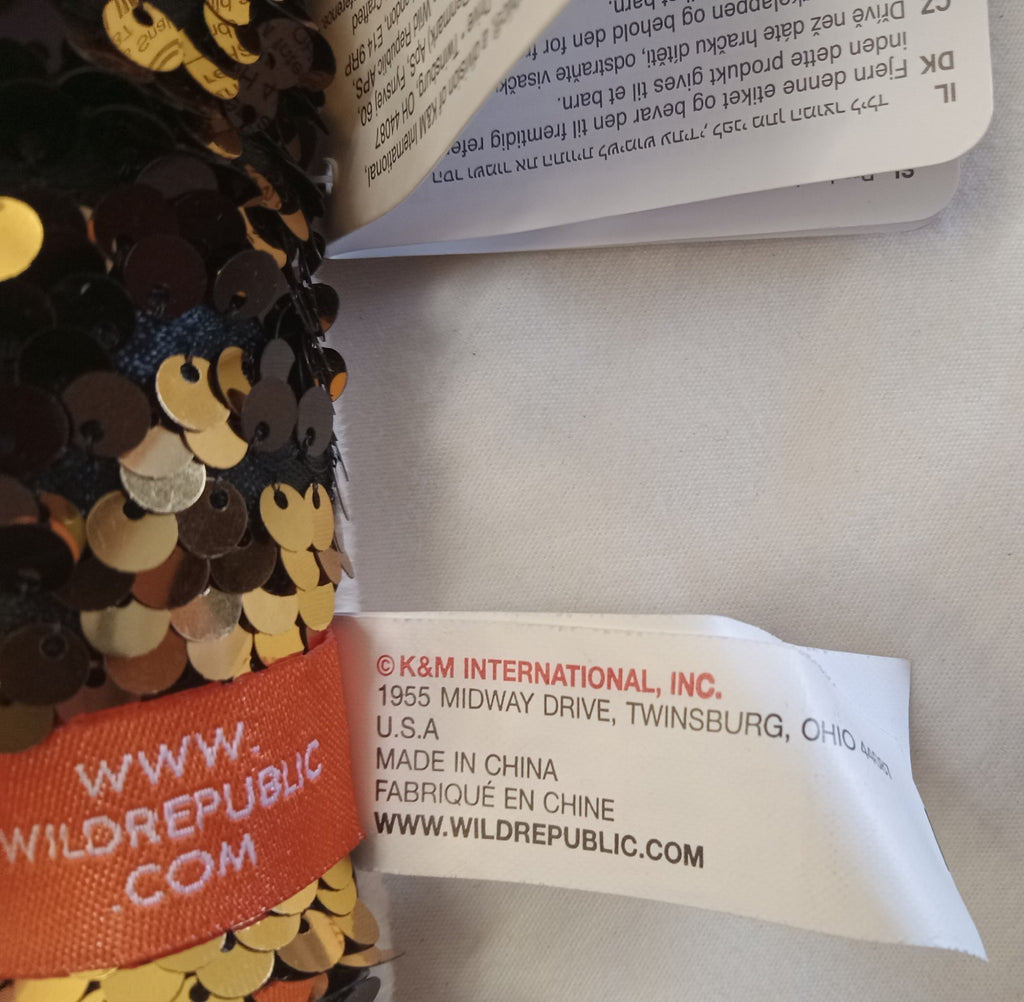 Sequence Snake Plushie – Wild Republic Black & Gold Stuffed Animal Toy