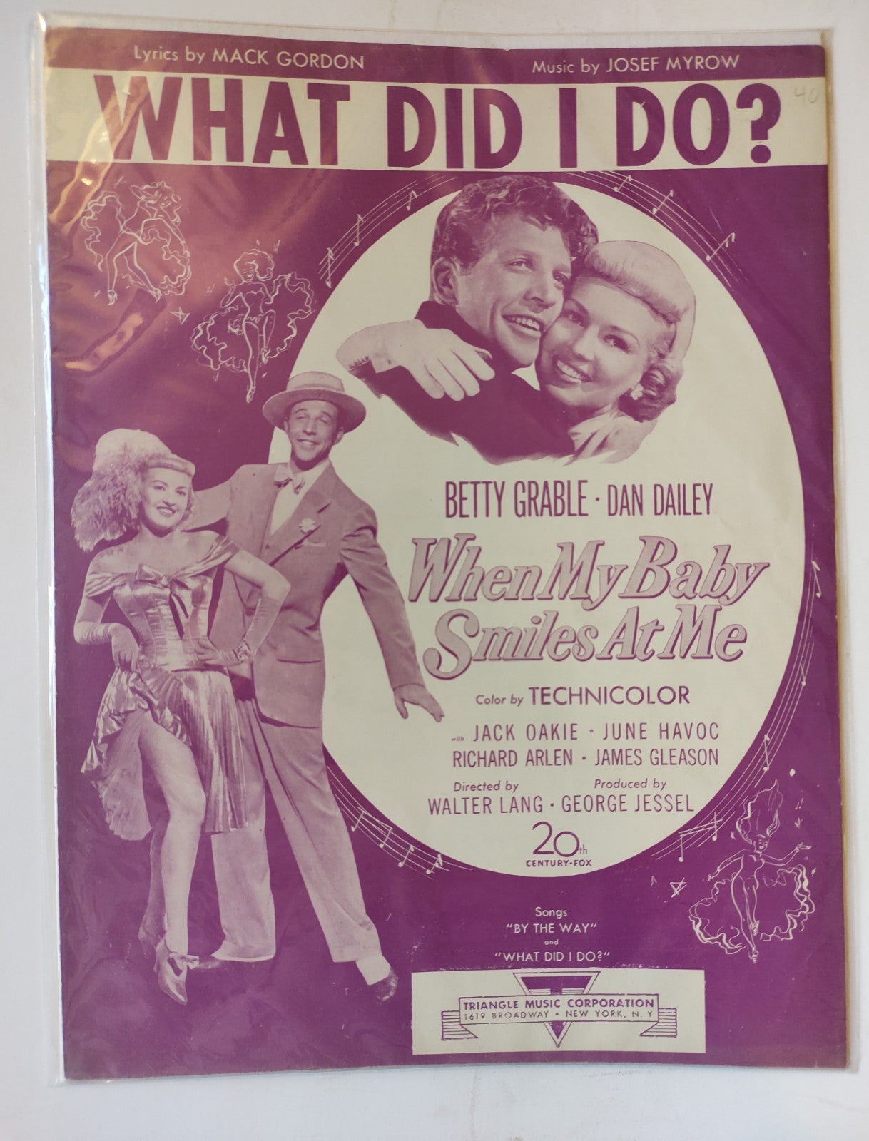 What Did I Do Betty Grable Dan Dailey Josef Myrow Mack Gordon Sheet