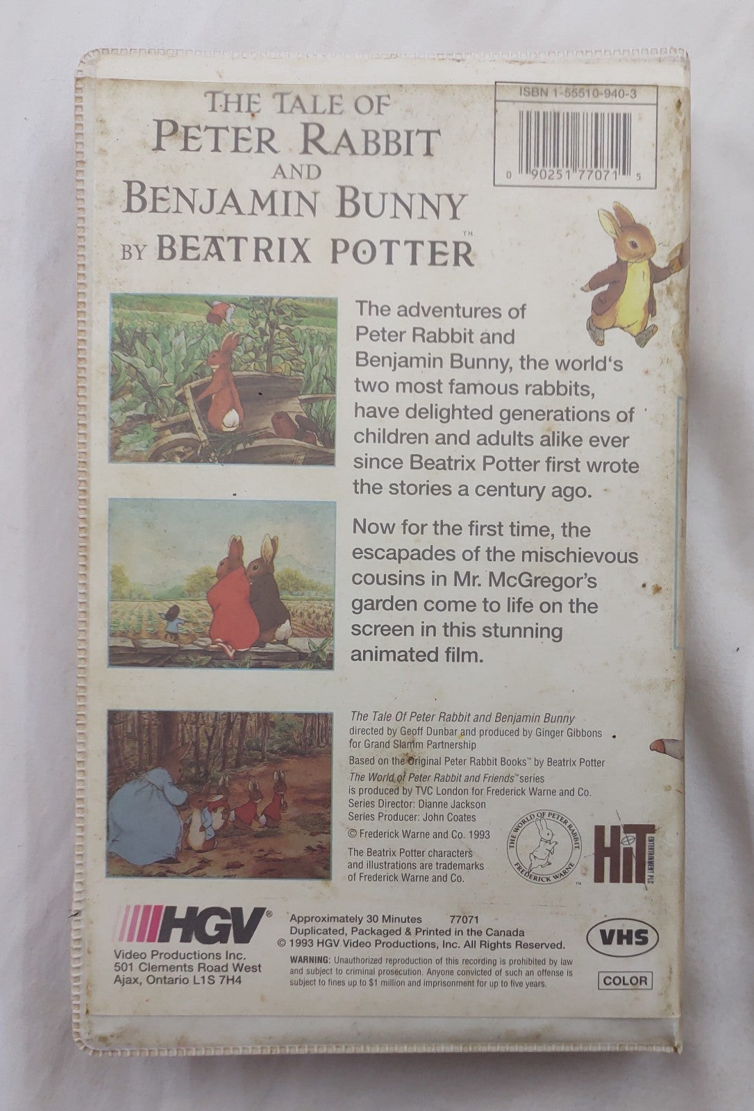 Beatrix Potter – Tale Of Peter Rabbit & Benjamin Bunny VHS HGV 1989 Canada