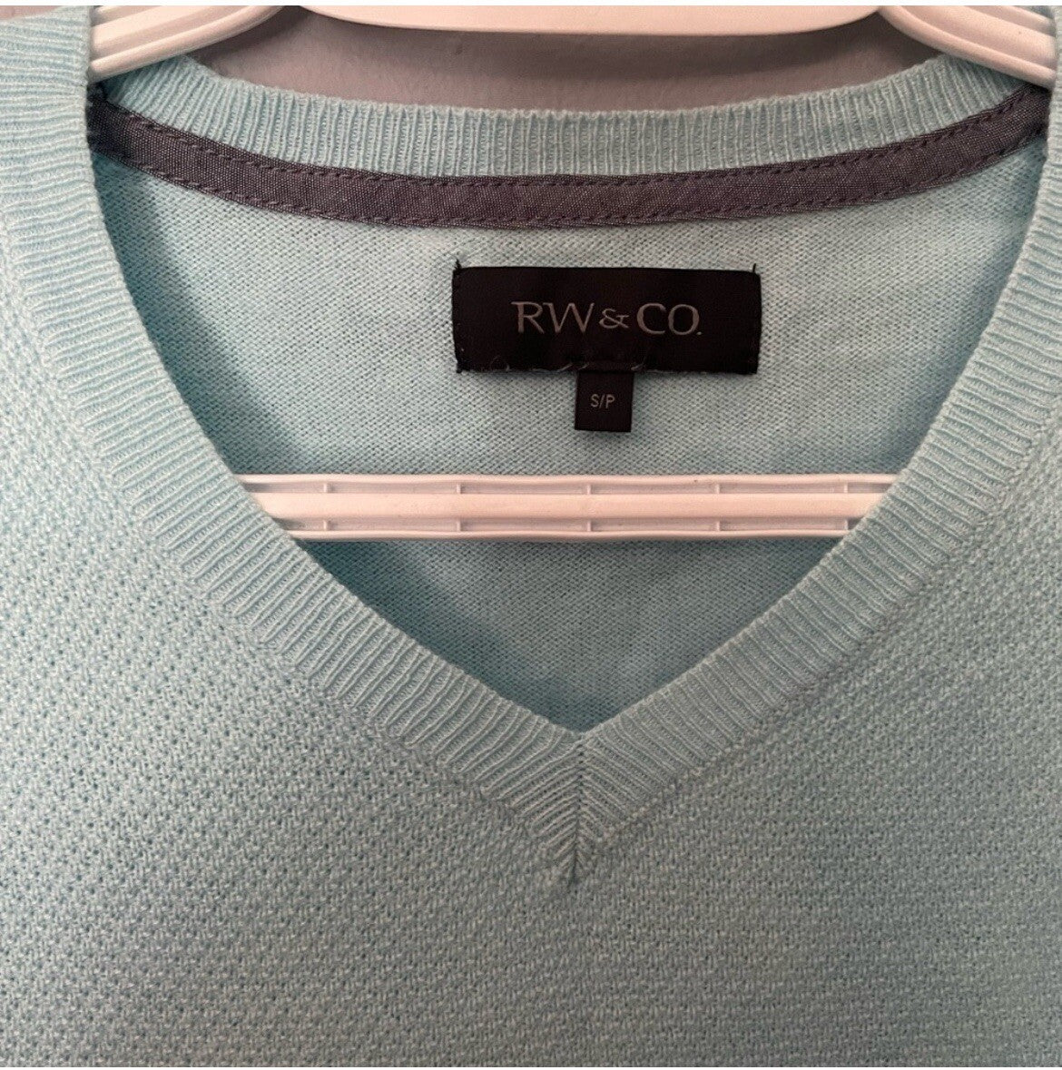 RW & Co Mint Blue V-Neck Sweater Men's Size Small Casual Knit Top