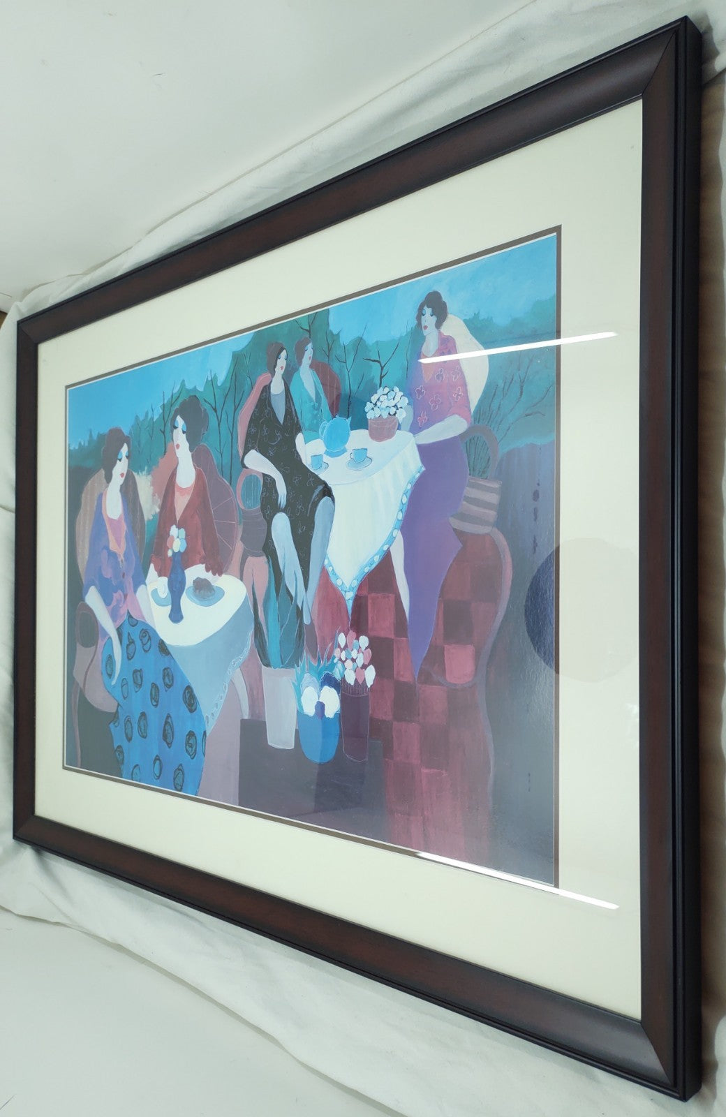 Itzchak Tarkay Morning Social Seriolithograph Framed Figurative Art