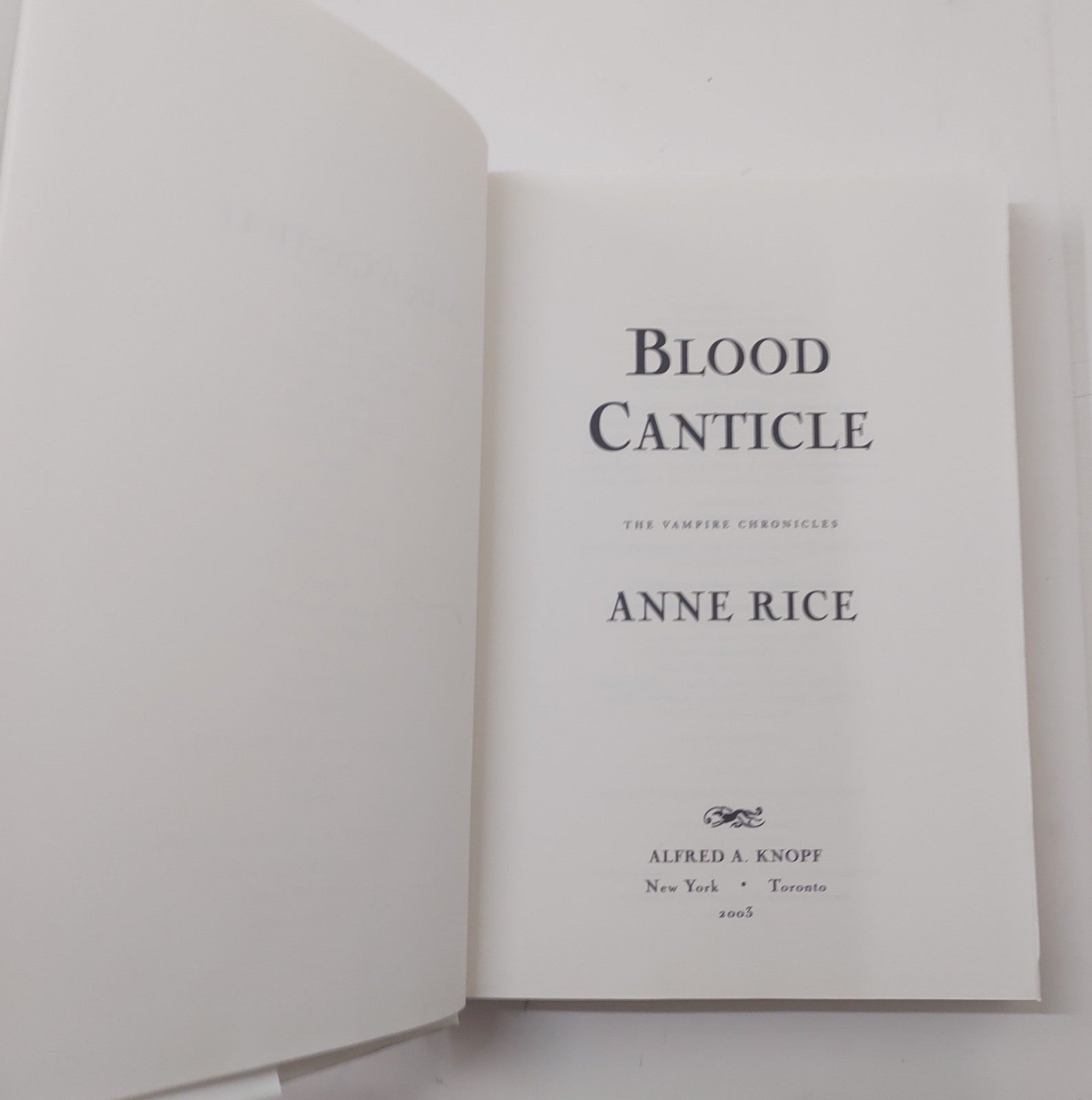 Anne Rice Blood Canticle (Vampire Chronicles Book 10) Hardcover Horror Novel