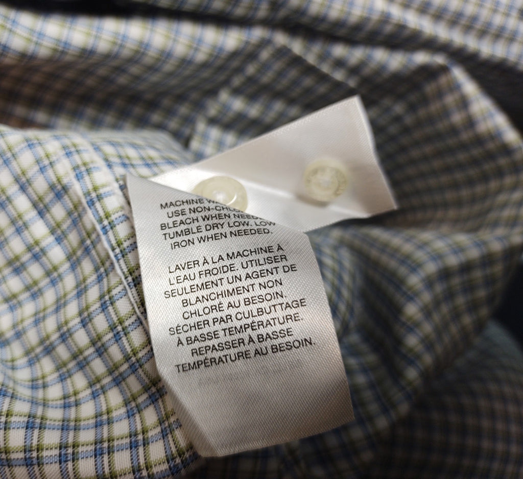 Banana Republic Men’s Green Blue Check Dress Shirt Slim Fit Cotton NWT