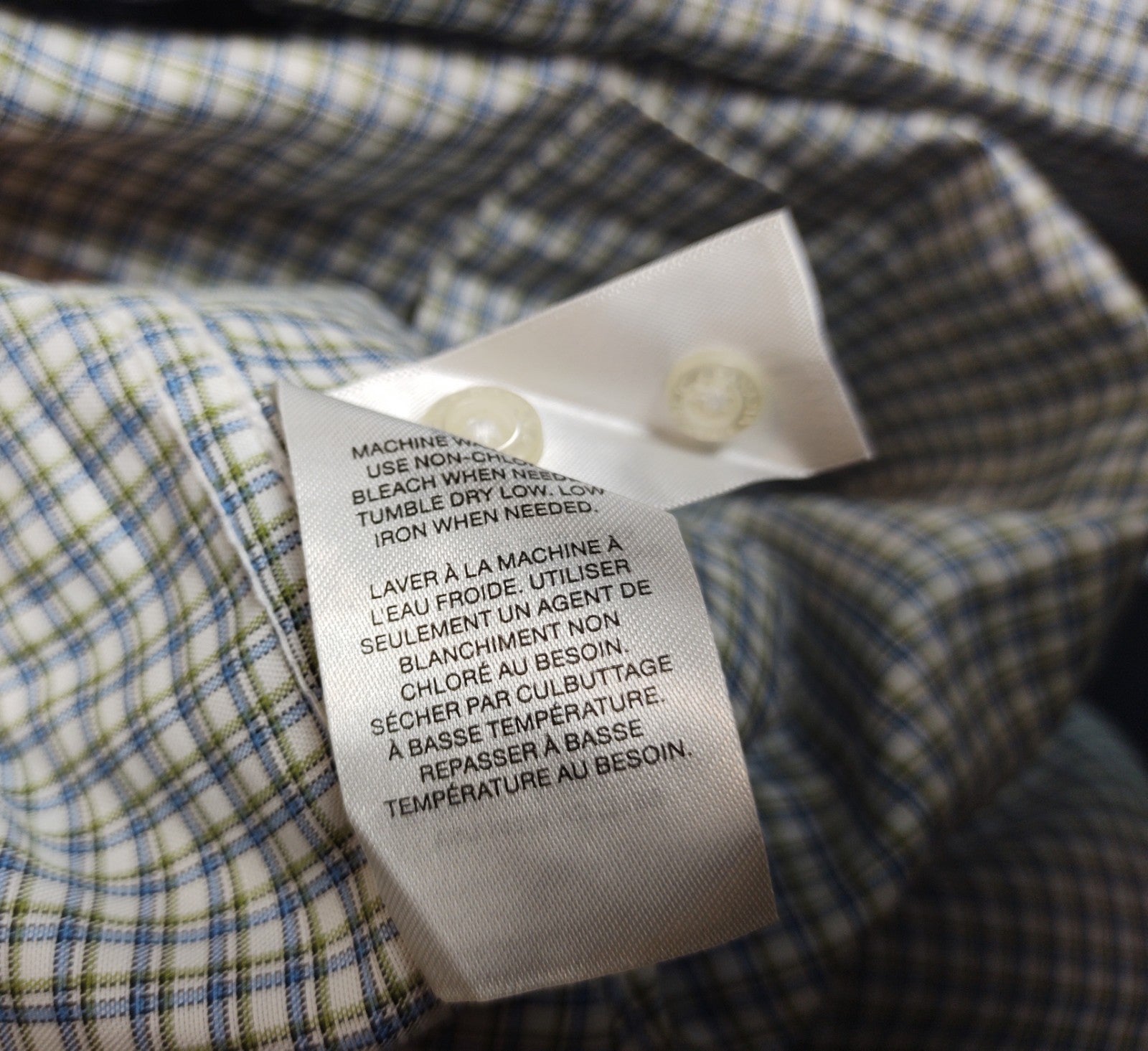 Banana Republic Men’s Green Blue Check Dress Shirt Slim Fit Cotton NWT