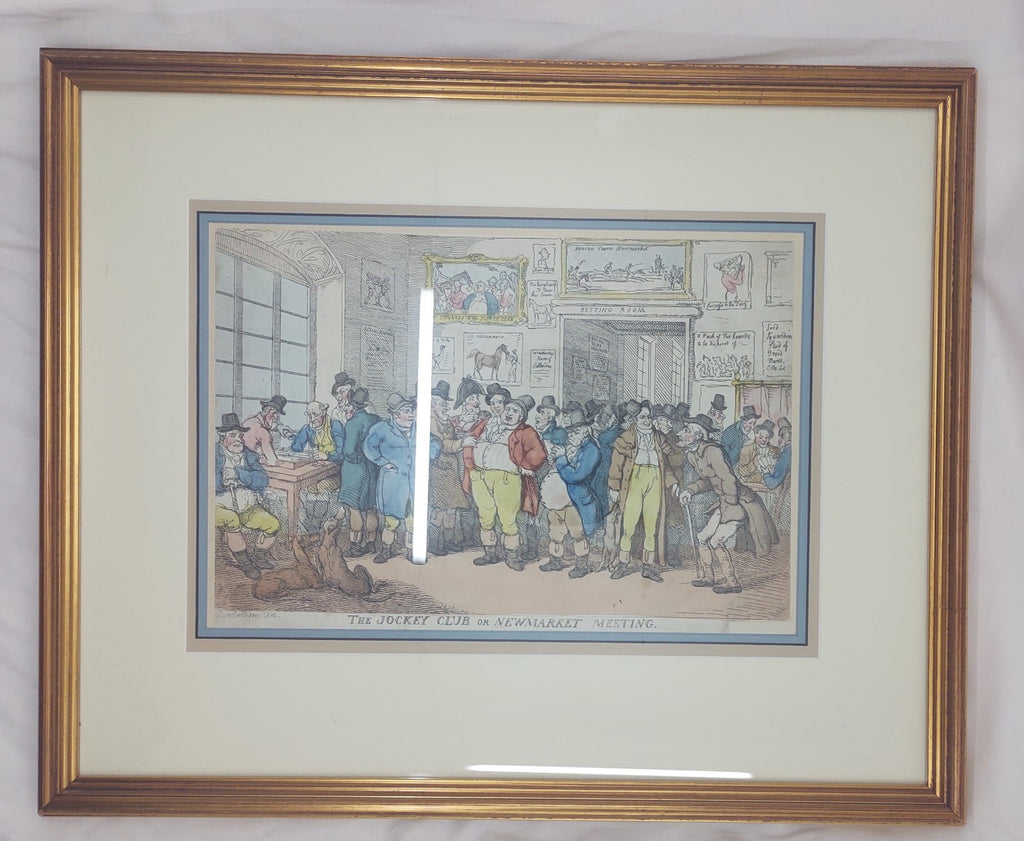 Thomas Rowlandson “The Jockey Club or Newmarket Meeting” Hand-Coloured Etching
